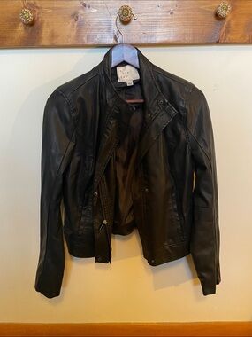 a new day Black Leather Moto Jacket